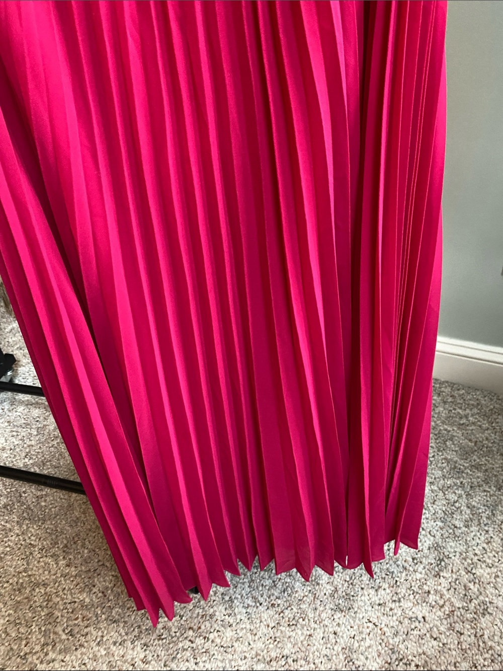 NWT Club Monaco Pleated One-Shoulder Maxi Dress - Hot Pink/Open Back - Picture 4 of 8
